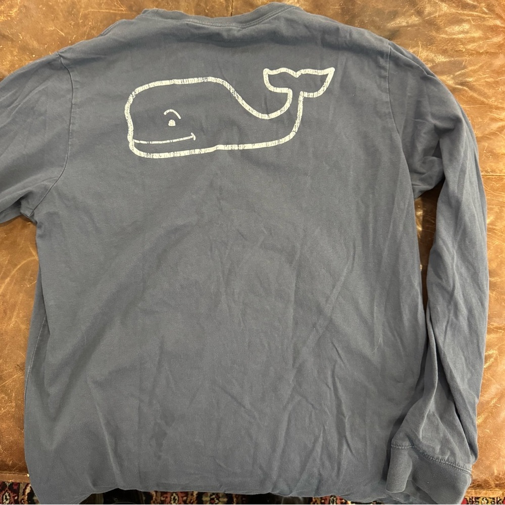Vineyard Vines Blue Long Sleeve Tee with White Whale